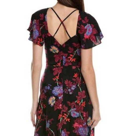 NWT Reiss LENI FITTED FLORAL PRINT Black MIDI Whimsy Fairy DRESS Size 10 *FLAWED - Picture 7 of 16